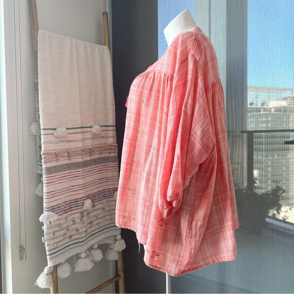 Roller Rabbit Shelter Island Adlaz Orange Plaid Oversized Tunic Top Women’s XL - Picture 3 of 9